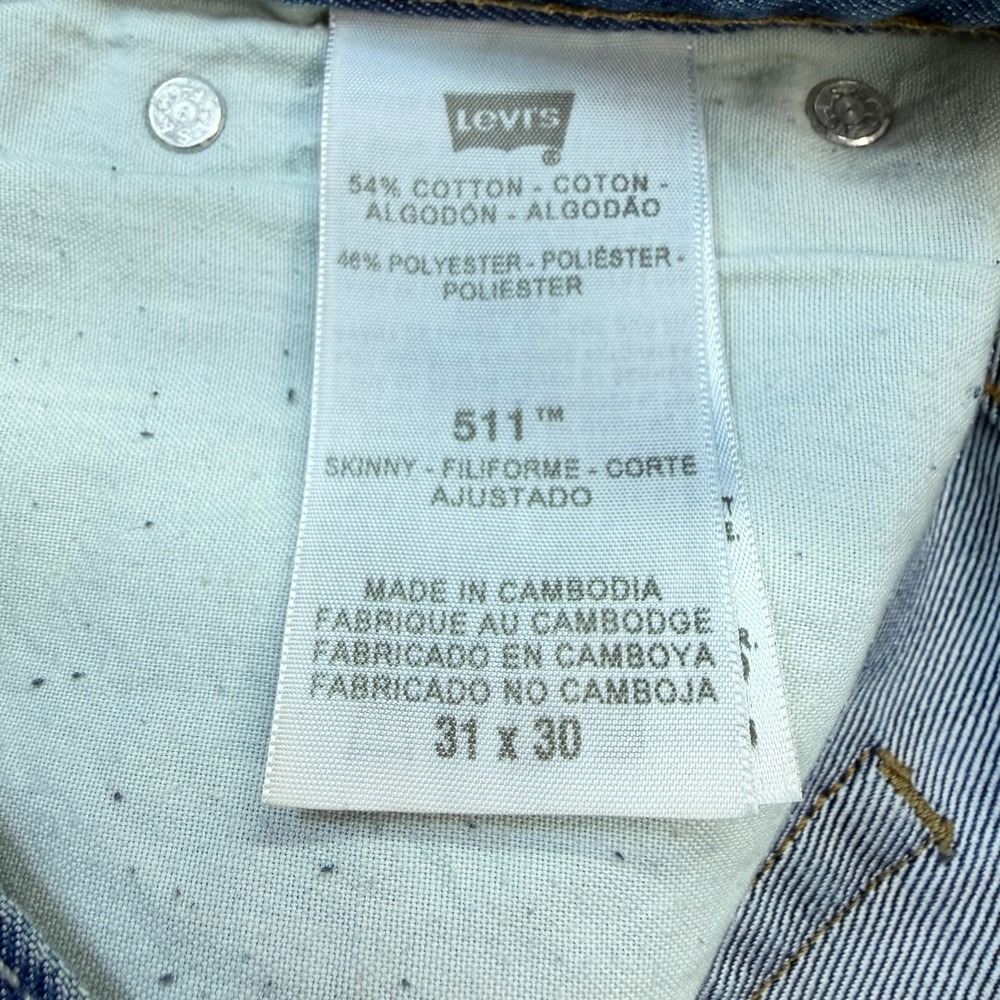 Levi's‎ 511 Skinny Jeans Mens 31x31 Light Wash Blue Denim Stretch 04511-1472 - Picture 5 of 11
